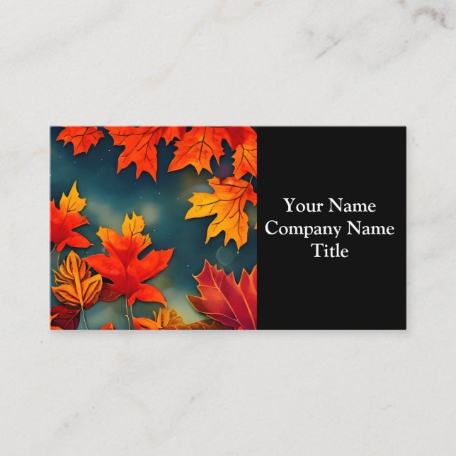 Picturesque Rustic Autumn Maple Leaves Business Card (Front)