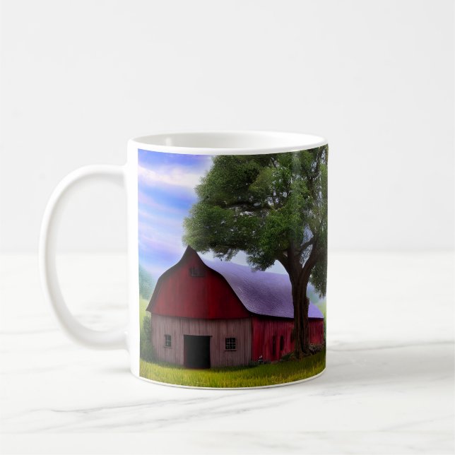 Picturesque Rustic Autumn Maple Leaves Coffee Mug (Left)