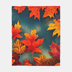 Picturesque Rustic Autumn Maple Leaves Fleece Blanket