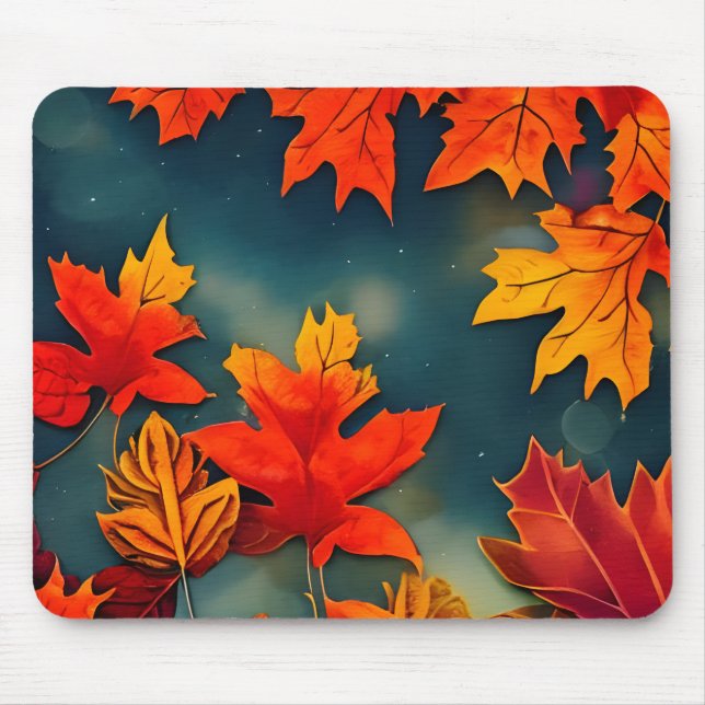 Picturesque Rustic Autumn Maple Leaves Mouse Pad (Front)