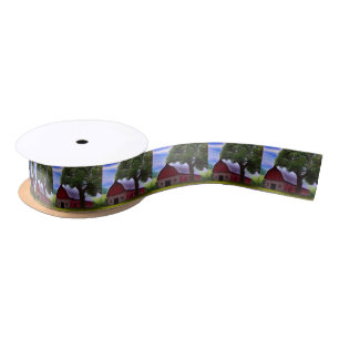 Picturesque Rustic Autumn Maple Leaves Satin Ribbon