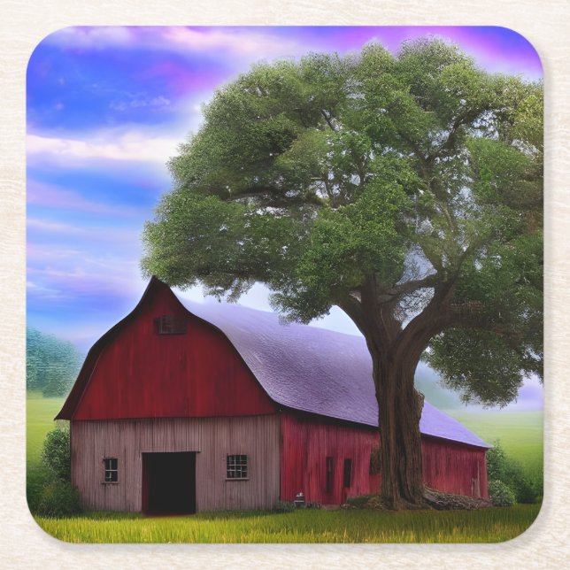 Picturesque Rustic Autumn Maple Leaves Square Paper Coaster (Front)
