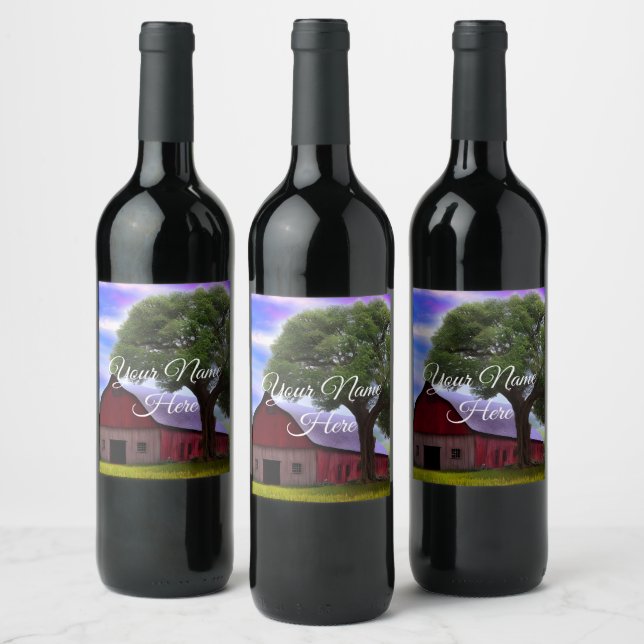 Picturesque Rustic Autumn Maple Leaves Wine Label (Bottles)