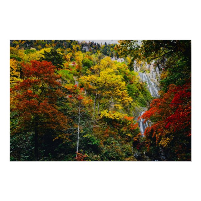 Picturesque View of Fall Hagoromo Falls Hokkaido   Poster (Front)