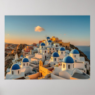  Picturesque Village Oia Greek Island Santorini  Poster