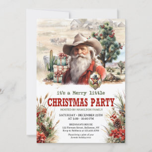 Picturesque western Santa cowboy sheriff's badge Invitation