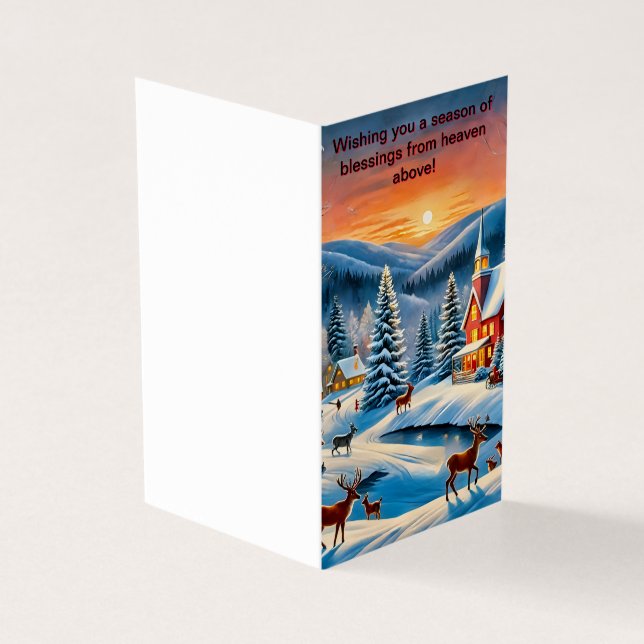 Picturesque winter scene Christmas card (Outside)