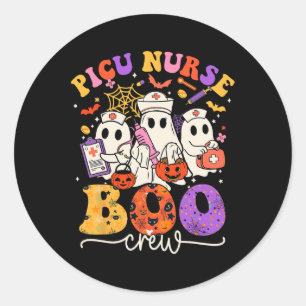 Picu Boo Crew Costume Funny Nurse Ghost Halloween Classic Round Sticker