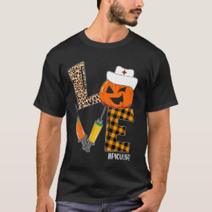 PICU Nurse Halloween Pumpkin Leopard Love Nurse Li T-Shirt