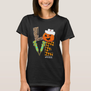 PICU Nurse Leopard Pumpkin Halloween Love Nurse Li T-Shirt