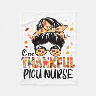 Picu Nurse One Thankful Messy Bun Thanksgiving Fal Fleece Blanket