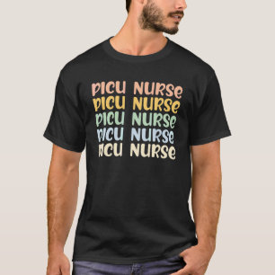 Picu Nurse Paediatrics Intensive Care Retro Colour T-Shirt