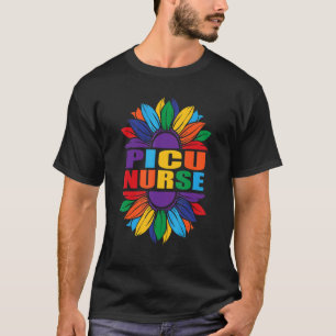 Picu Nurse Rainbow Sunflower Lgbt Nursing Student T-Shirt
