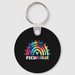 Picu Nurse Rainbow Tie Dye Fun Paediatrics Intensi Key Ring