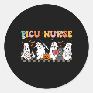 Picu Nurse Spooky Ghost Halloween Cute Nursing Classic Round Sticker
