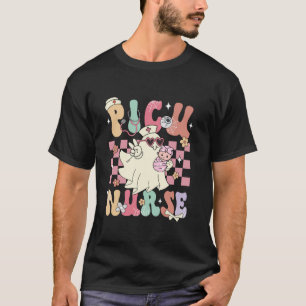 PICU Nurse Spooky Ghost Halloween Cute Nursing Cos T-Shirt
