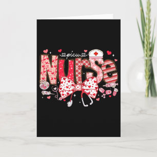 Picu Nurse Stethoscope Coquette Bow Heart Valentin Card