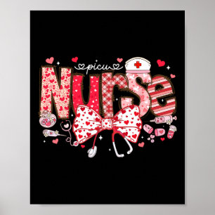 Picu Nurse Stethoscope Coquette Bow Heart Valentin Poster