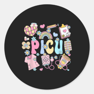 Picu Nurse Stuff Retro Paediatrics Nurse Icu Peds  Classic Round Sticker