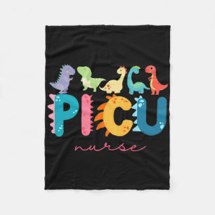 Picu Pediatric Nurse Dinosaurs Picu Squad Nurse Ap Fleece Blanket