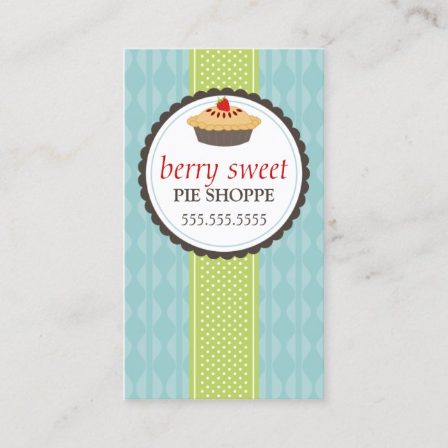Pie Bakery Blue Green Business Card (Front)
