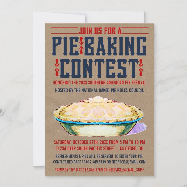 Pie Baking Contest Invitations (Front)