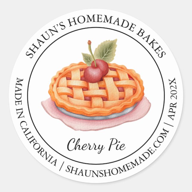 Pie Baking Modern label (Front)