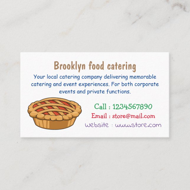 Pie cartoon illustration business card (Front)