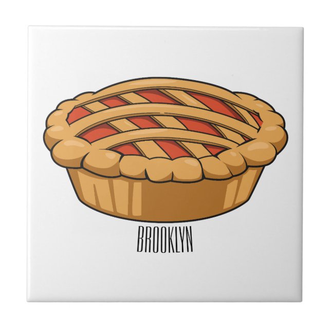 Pie cartoon illustration ceramic tile (Front)