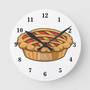 Pie cartoon illustration round clock