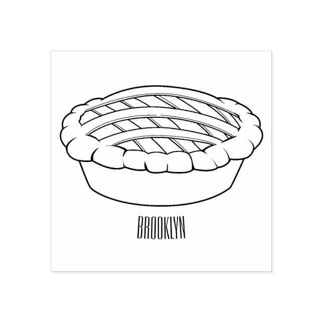 Pie cartoon illustration rubber stamp (Imprint)