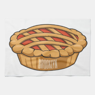 Pie cartoon illustration tea towel