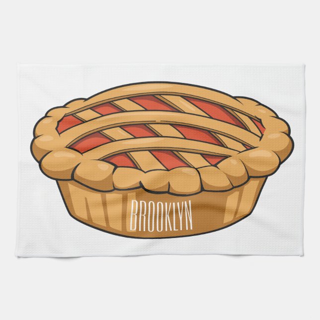 Pie cartoon illustration tea towel (Horizontal)
