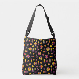 Pie Circles and Bars Pattern 271019v2 - Black Crossbody Bag