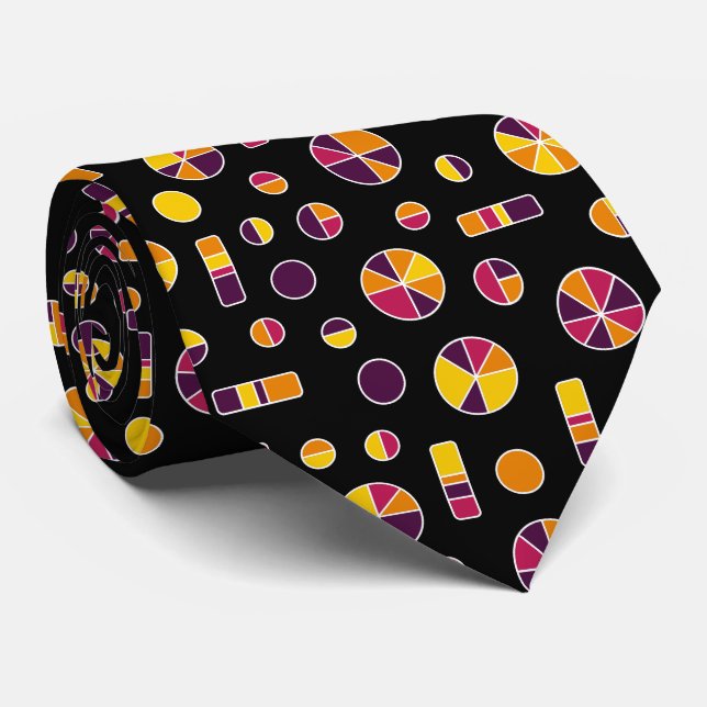 Pie Circles and Bars Pattern 271019v2 - Black Tie (Rolled)