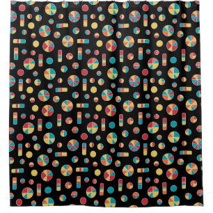 Pie Circles and Bars Pattern 271019v3 - Black Shower Curtain