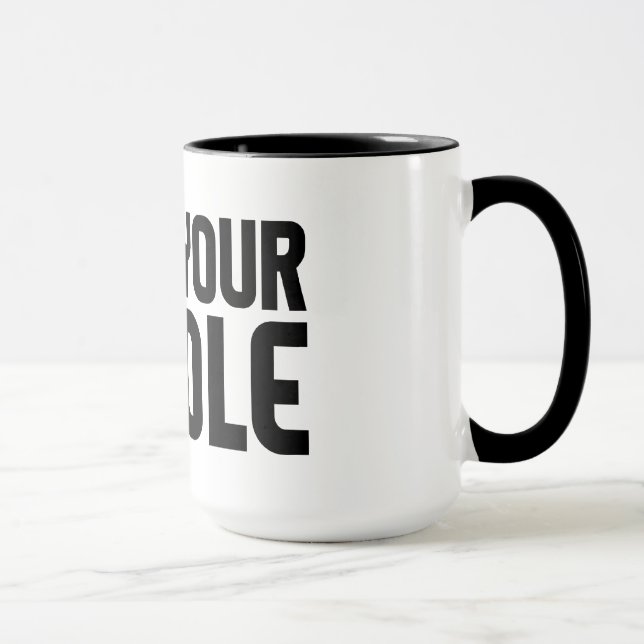 "PIE HOLE" mug - choose style & colour (Right)