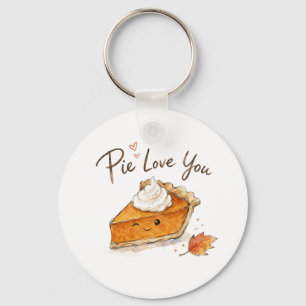 Pie Love You Watercolor Thanksgiving Key Ring