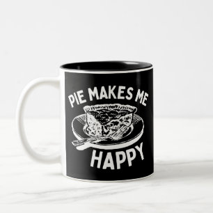Pie Makes Me Happy Funny Pie Two-Tone Coffee Mug