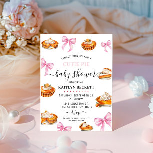 Pie Pink Bow Baby Shower Invitation