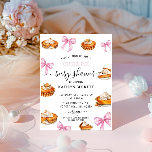Pie Pink Bow Baby Shower Invitation (Creator Uploaded)