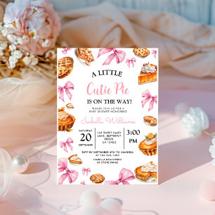 Pie Pink Bow Baby Shower Invitation