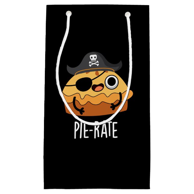 Pie-rate Funny Pirate Pie Pun Dark BG Small Gift Bag (Front)