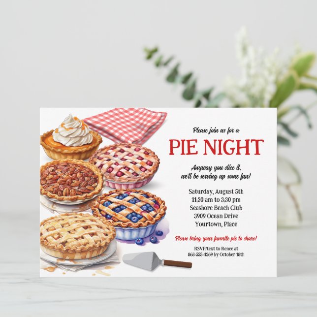 Pie Sharing Night Party  Invitation (Standing Front)