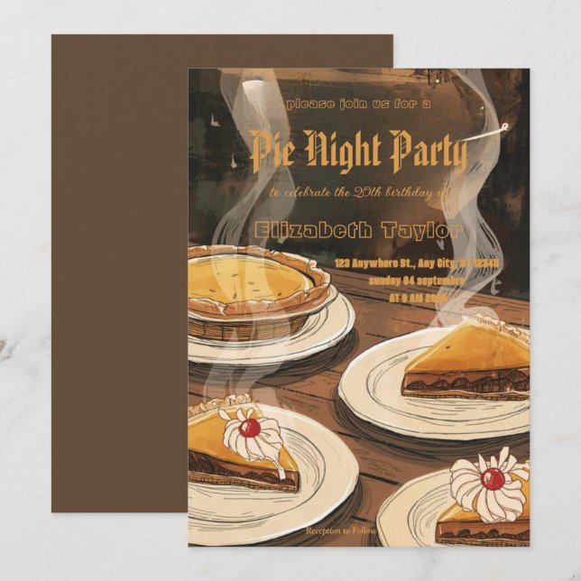 Pie Sharing Night Party Invitation – Sweet & Cosy  (Front/Back)