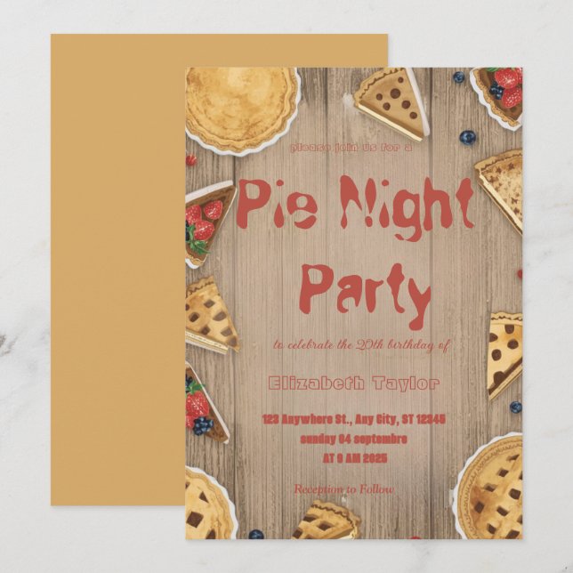Pie Sharing Night Party Invitation – Sweet & Cosy (Front/Back)