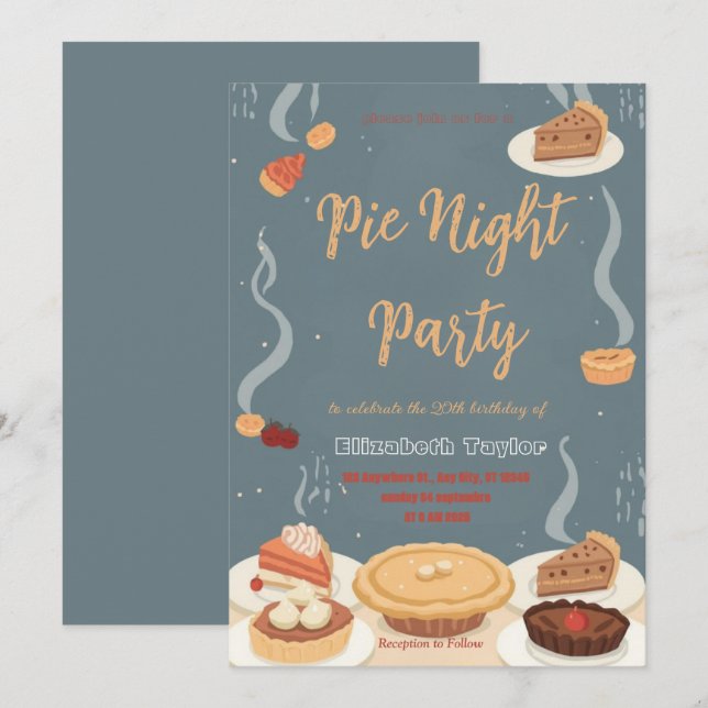 Pie Sharing Night Party Invitation – Sweet & Cosy (Front/Back)