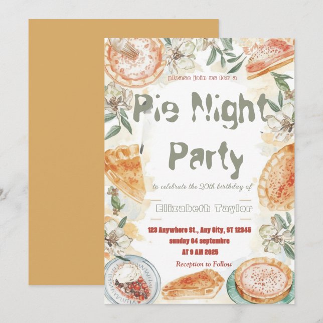 Pie Sharing Night Party Invitation – Sweet & Cosy (Front/Back)