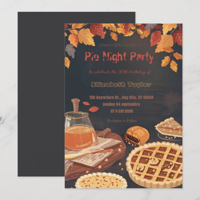 Pie Sharing Night Party Invitation – Sweet & Cosy (Front/Back)