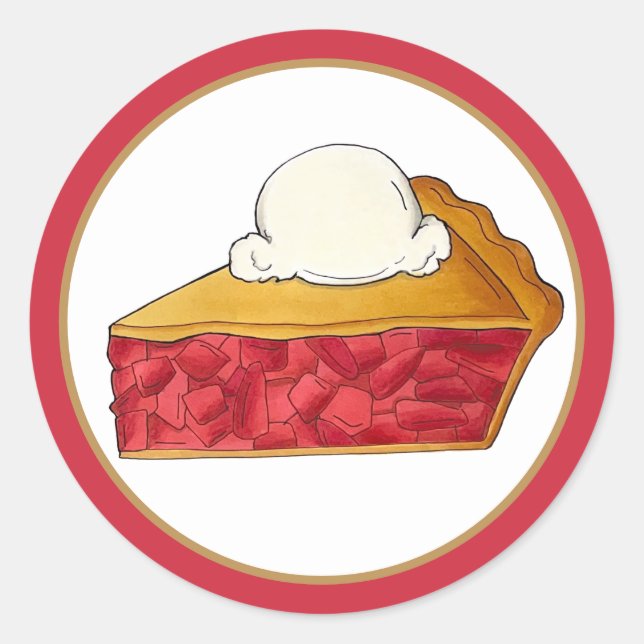 Pie Social Party Dessert Bake Sale Strawberry Classic Round Sticker (Front)
